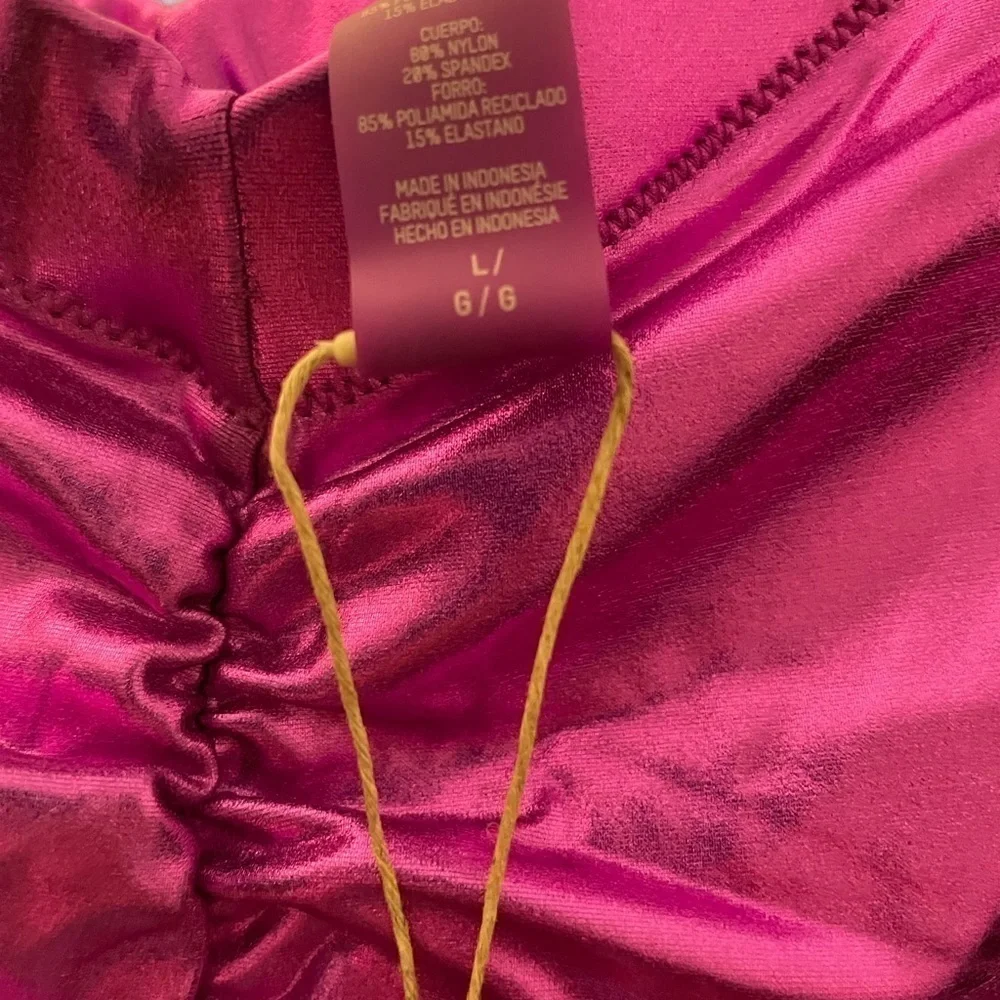 SKIMS Purple Metallic Triangle Bikini Top & High-Rise Shorts Set